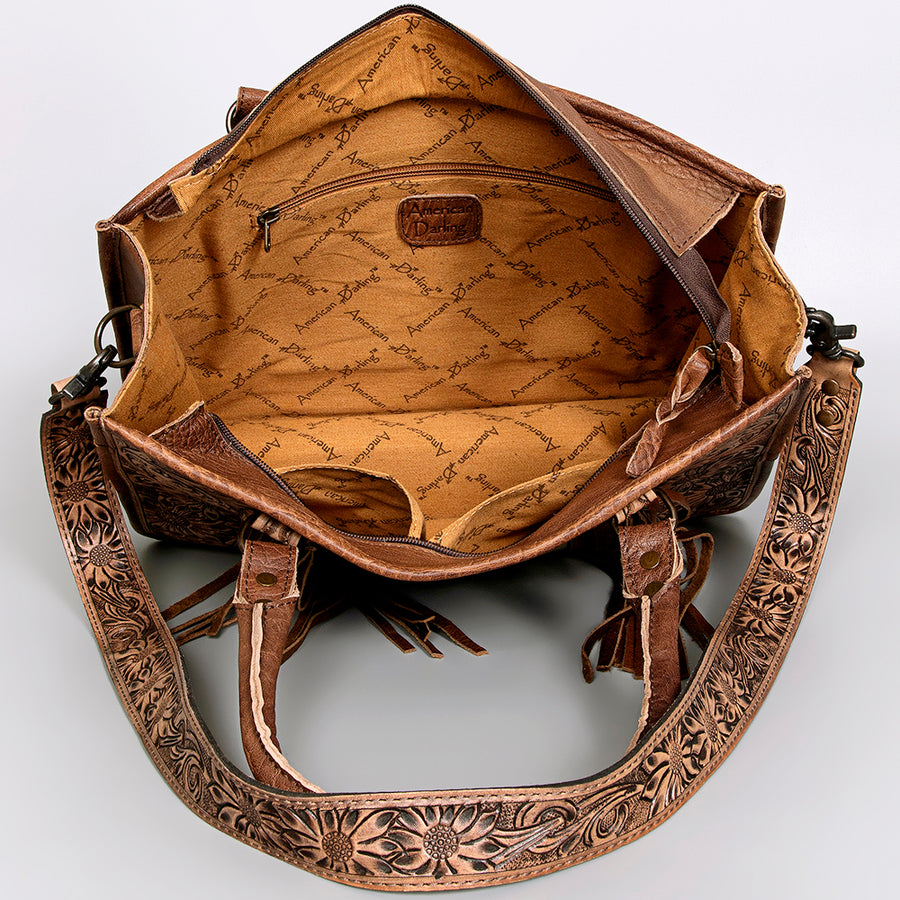 American Darling Briefcase Hand Tooled Hair On Genuine Leather Western Women Bag Handbag | for Cute Laptop