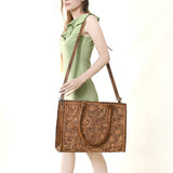 American Darling Briefcase Hand Tooled Genuine Leather Women Bag Western Handbag Purse
