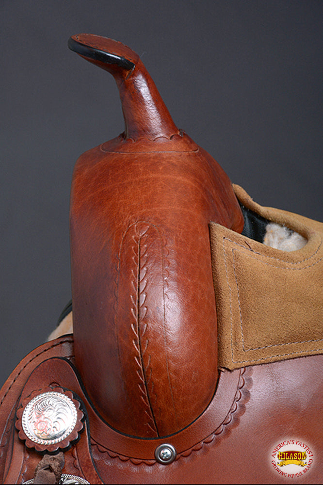 HILASON Western Horse Saddle Leather Treeless Trail Pleasure Dark Tan | Barrel for Horses