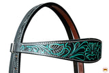 HILASON Western Horse Headstall Genuine American Leather Floral Black
