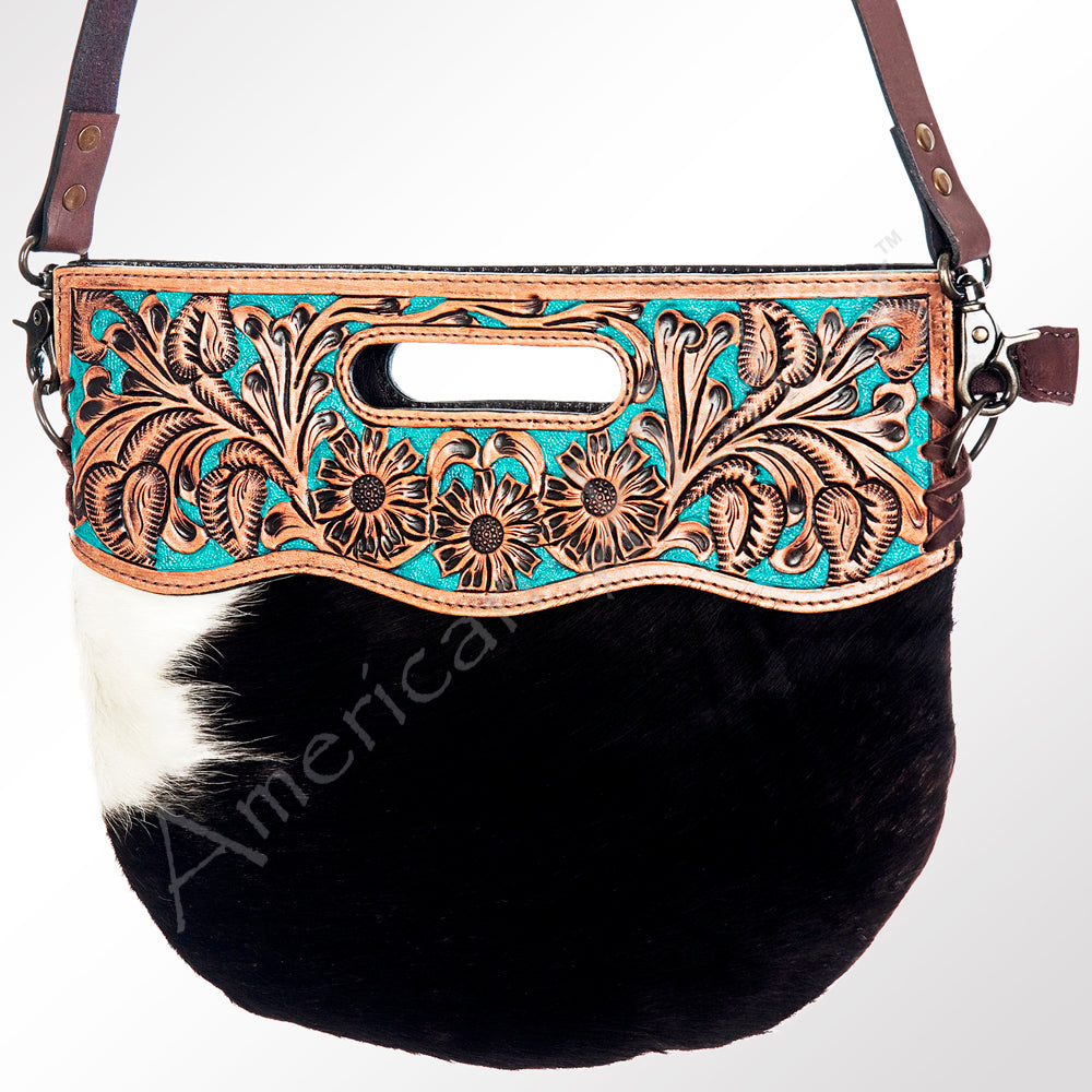 American Darling Clutch Hand Tooled Hair On Genuine Leather Women Bag Western Handbag Purse