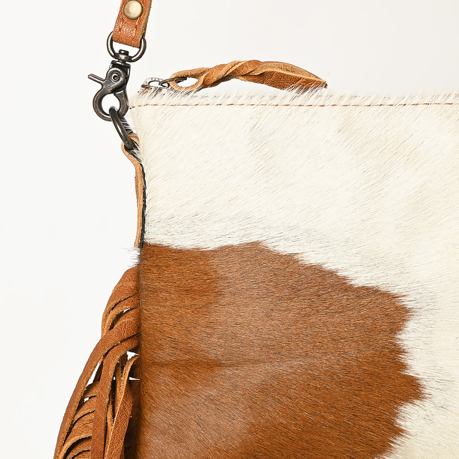 American Darling Western Small Crossbody Bag – Genuine Hair-On Cowhide Leather with Fringes, Adjustable Strap, Handcrafted in Texas