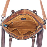 American Darling ADBGS144SER7BR Purse Hand Tooled Saddle Blanket Genuine Leather Women Bag Western Handbag Purse