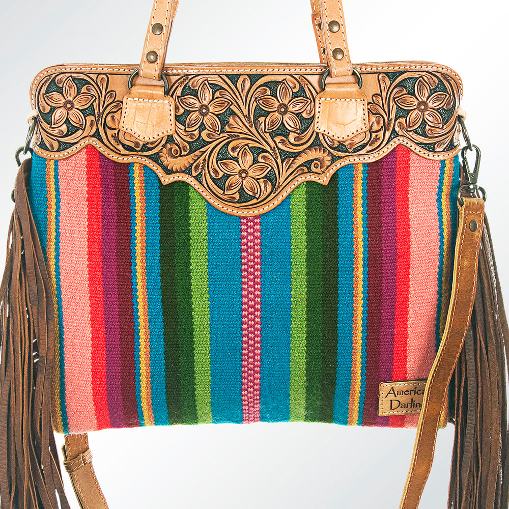 American Darling Cross Body Hand Tooled Hair on-Genuine Leather Western Women Bag Handbag Purse | Crossbody for Cute