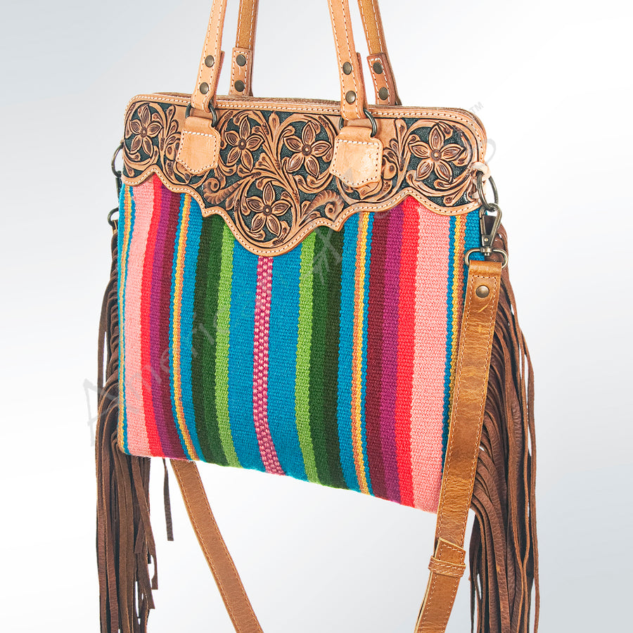 American Darling Messenger Hand Tooled Saddle Blanket Genuine Leather Western Women Bag Handbag Purse | Crossbody - Uhorse