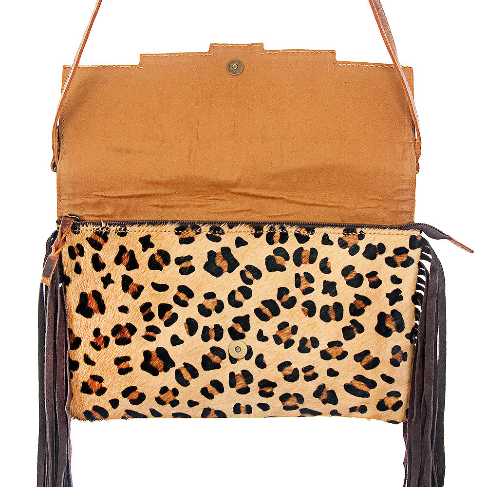 American Darling ADBG359CHE Envelope Hand Tooled Hair On Genuine Leather Women Bag Western Handbag Purse