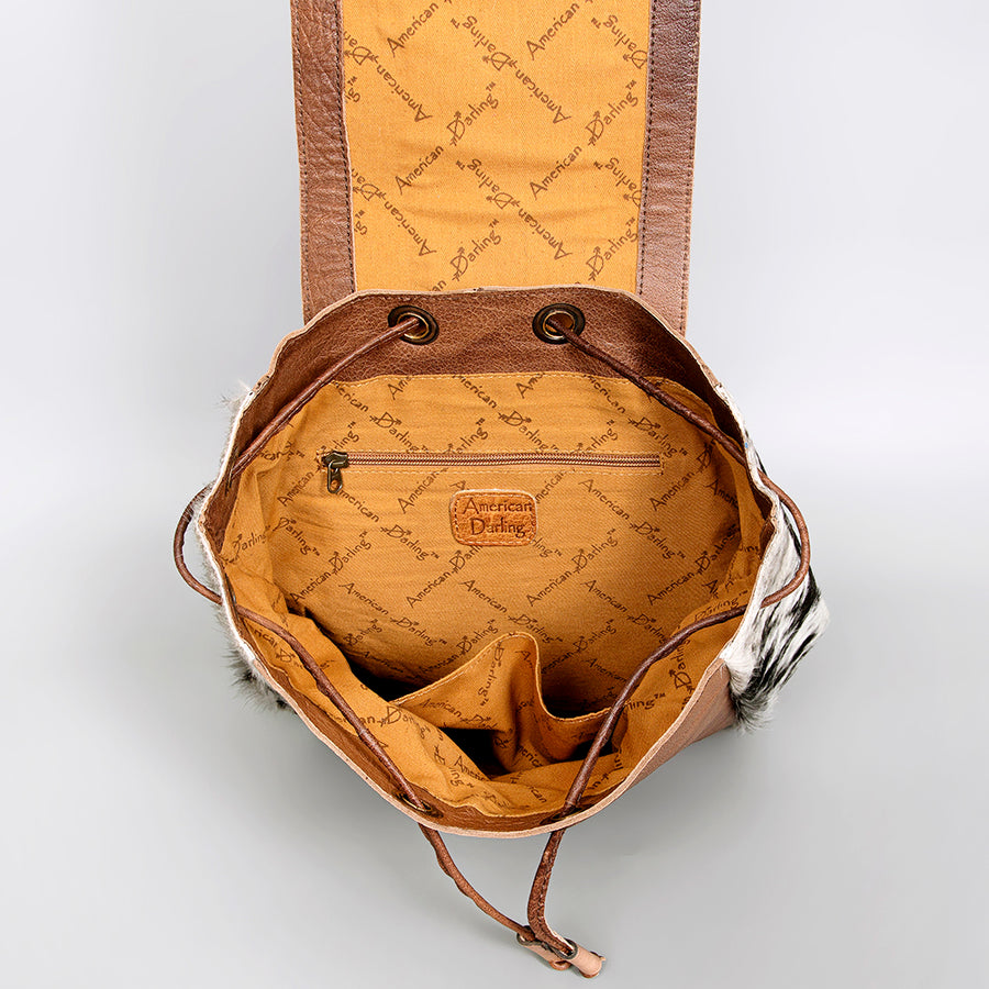 American Darling Backpack Bag Handcrafted Hair-On Cowhide Genuine Leather Braided Western Travel Pack
