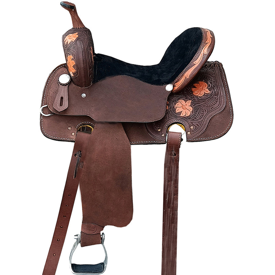 HILASON Western Horse Saddle Leather Ranch Roping Cowboy Trail | Treeless for Horses