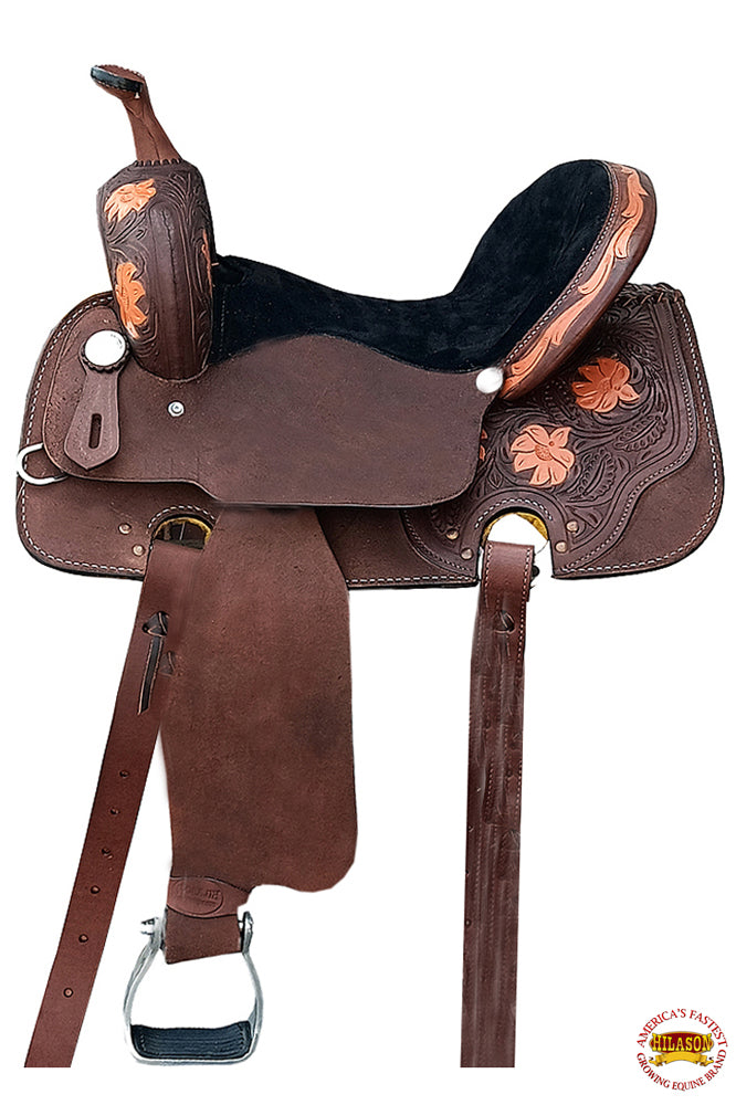 HILASON Western Horse Saddle Leather Ranch Roping Cowboy Trail | Treeless for Horses