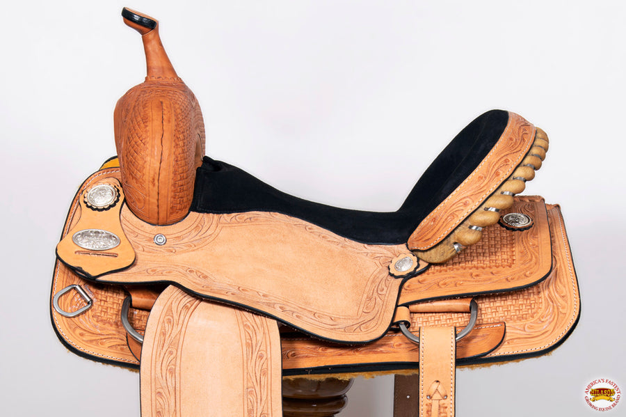 HILASON Western Horse Barrel Racing Saddle Trail Pleasure American Leather | Hand Tooled Wade & Roping For Horses