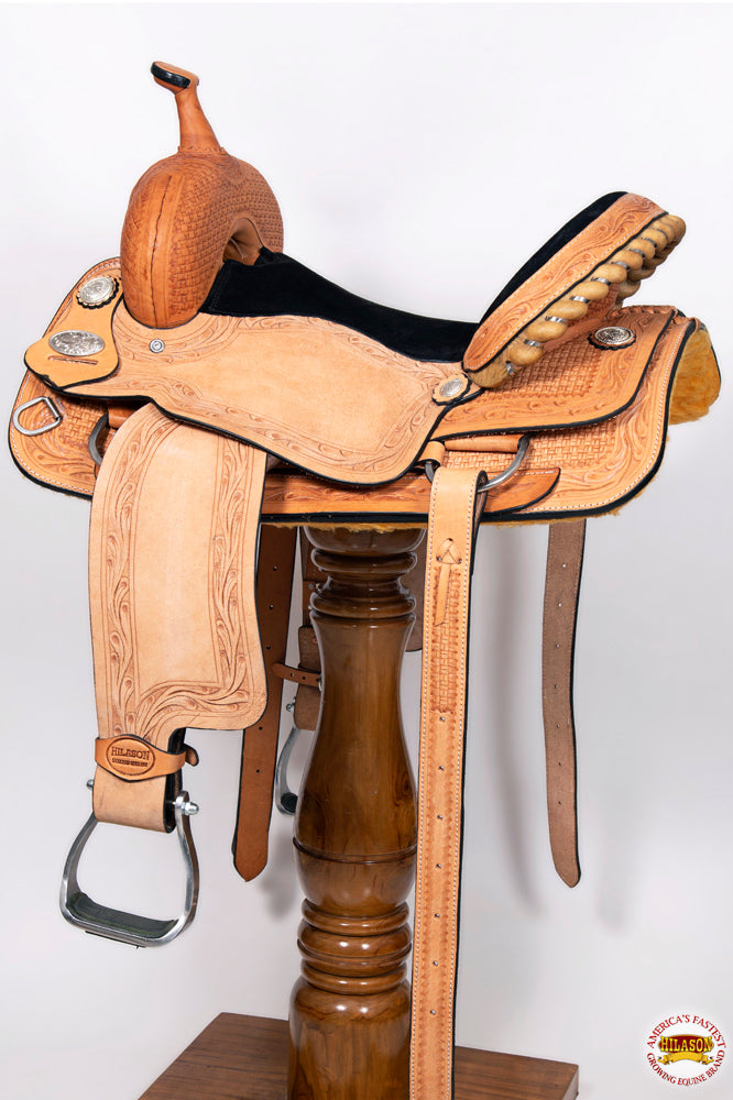HILASON Western Horse Barrel Racing Saddle Trail Pleasure American Leather | Hand Tooled Wade & Roping For Horses
