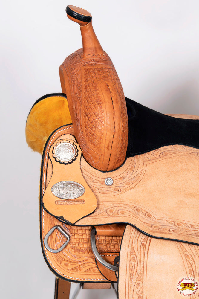 HILASON Western Horse Barrel Racing Saddle Trail Pleasure American Leather | Hand Tooled Wade & Roping For Horses