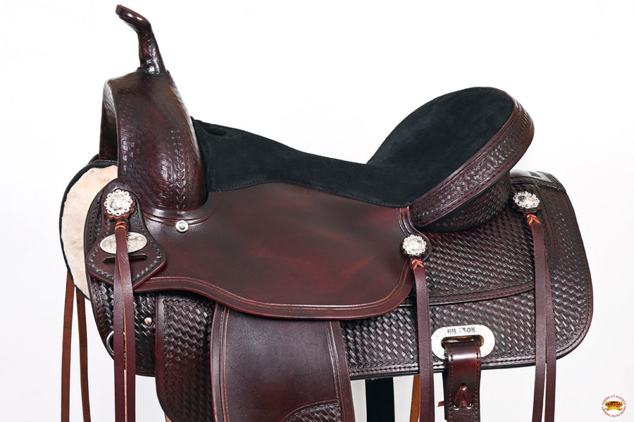 HILASON Western Horse Saddle American Leather Treeless Trail | Barrel for Horses