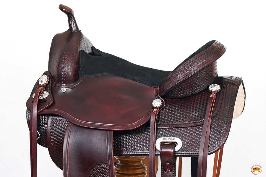 HILASON Western Horse Saddle American Leather Treeless Trail | Barrel for Horses