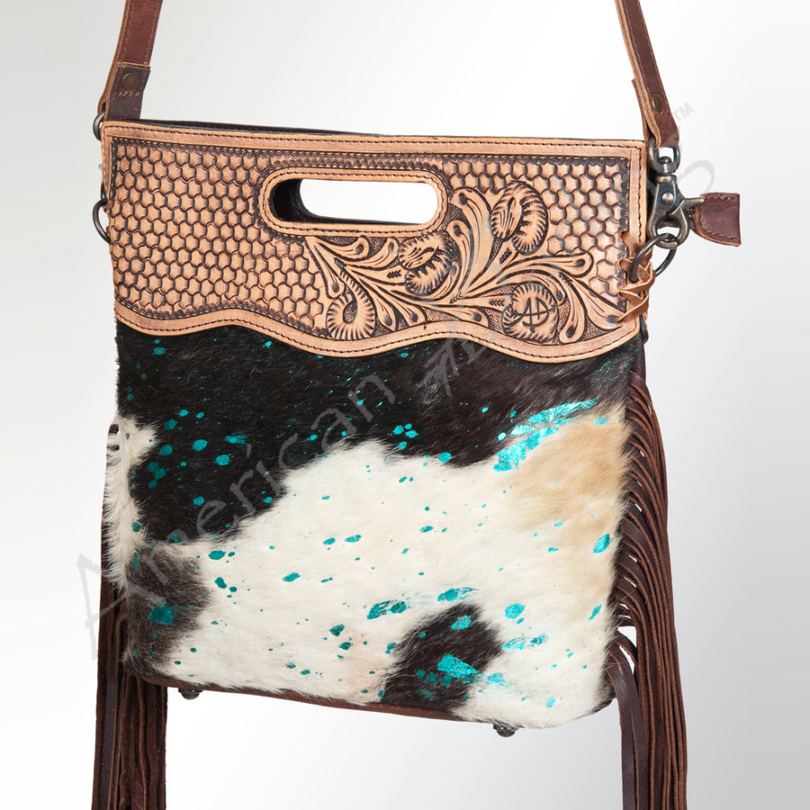 American Darling Clutch Hand Tooled Hair on Genuine Leather Western Women Bag Handbag Purse | Purses for Cute - Uhorse