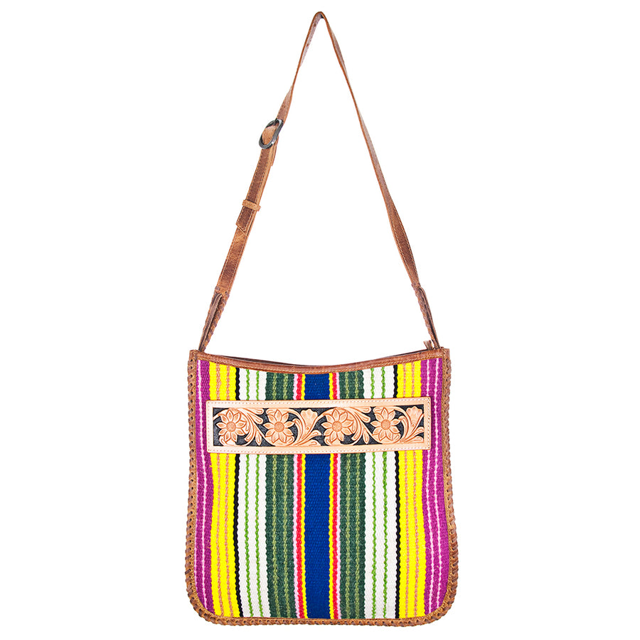 American Darling Messenger Saddle Blanket Fabric Genuine Leather Western Women Bag Handbag Purse | Cute