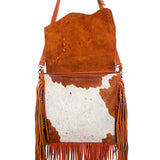 American Darling ADBG385TAWBR Messenger Hair-On Genuine Leather Women Bag Western Handbag Purse