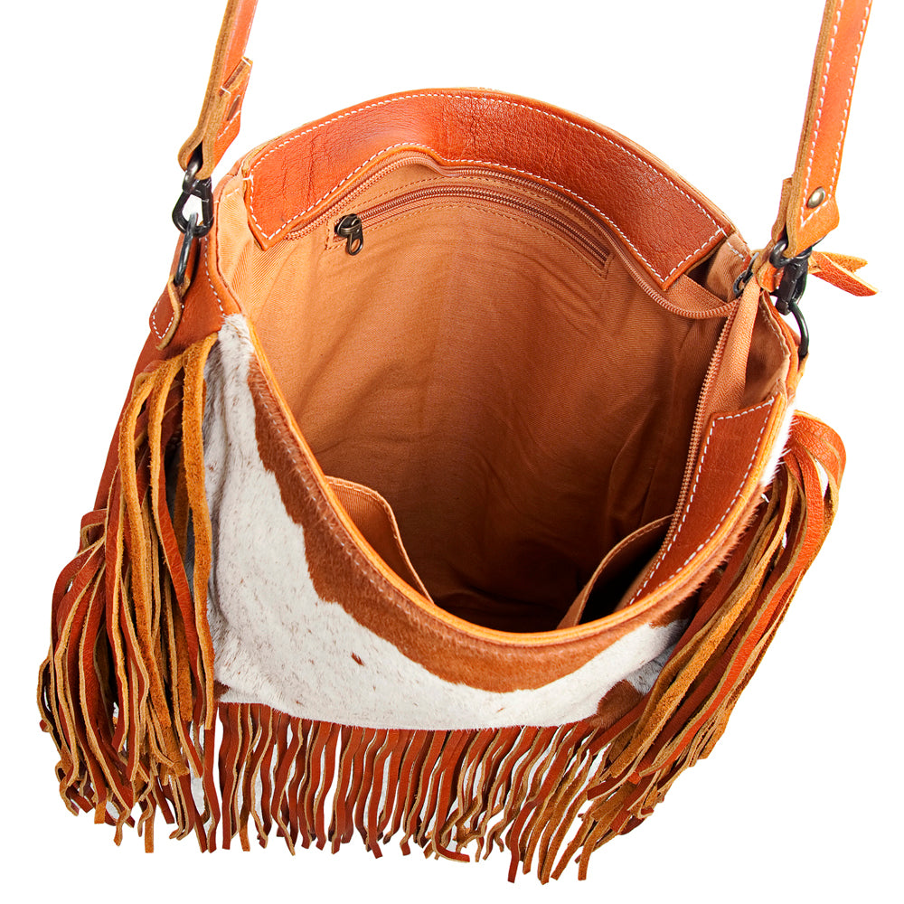 American Darling ADBG385TAWBR Messenger Hair-On Genuine Leather Women Bag Western Handbag Purse