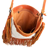 American Darling ADBG385TAWBR Messenger Hair-On Genuine Leather Women Bag Western Handbag Purse