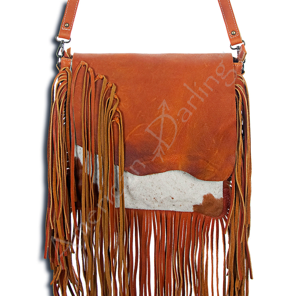 American Darling ADBG385TAWBR Messenger Hair-On Genuine Leather Women Bag Western Handbag Purse