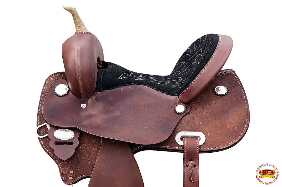HILASON Western Horse Saddle Leather Barrel Racing Trail Pleasure | Treeless for Horses
