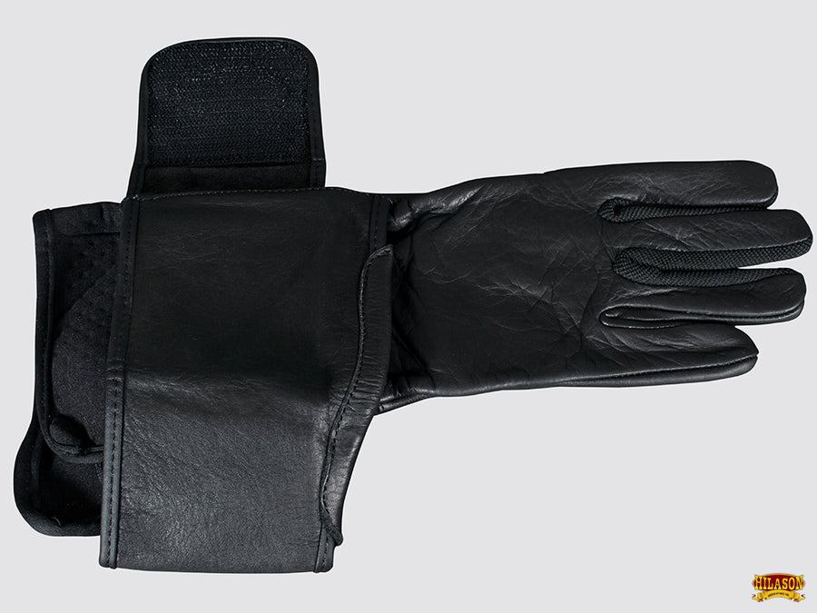 HILASON Bull Riding Gloves Pro Rodeo Genuine Leather Black Right Hand (6" to 10") | Bullback Women Men