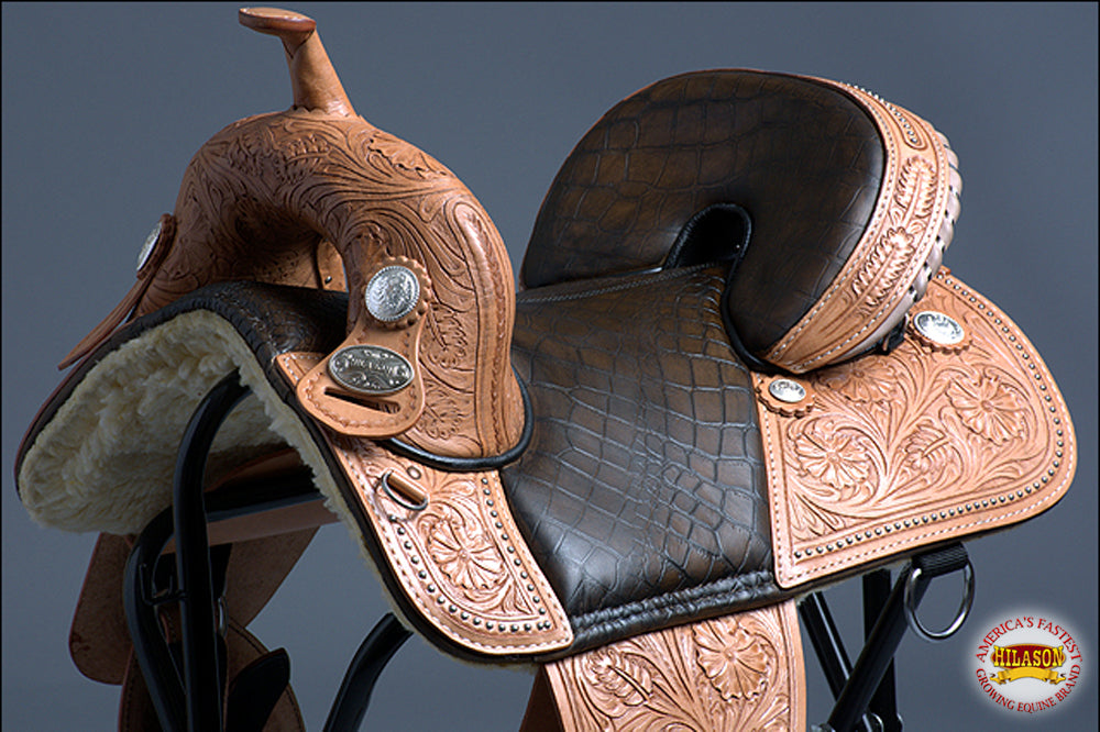 Hilason Western Horse Treeless Trail Barrel Racing American Leather Saddle