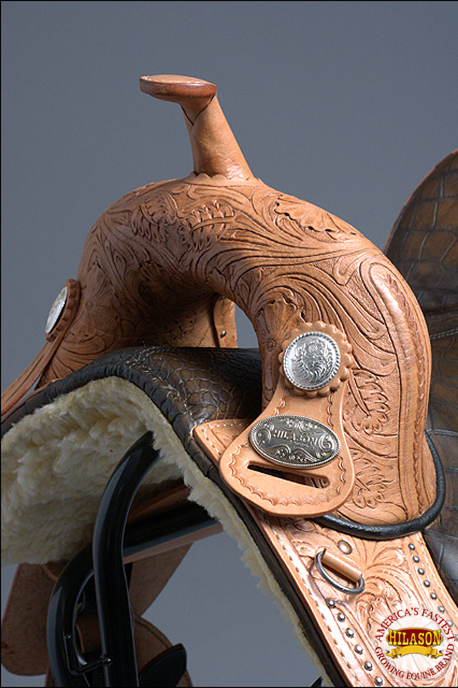 Hilason Western Horse Treeless Trail Barrel Racing American Leather Saddle