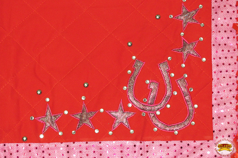 Hilason Western Horse Shoe Stars Show Barrel Racing Rodeo Saddle Blanket