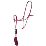 8 Ft Hilason Horse Halter Knotted Basic Poly Rope With Lead Burgundy