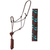 8 Ft Hilason Horse Halter Knotted Basic Poly Rope Lead Brown Turquoise