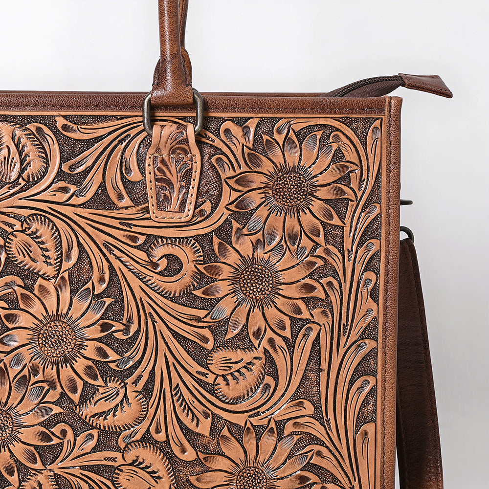 American Darling ADBG387BR Tote Hand Tooled Genuine Leather Women Bag Western Handbag Purse