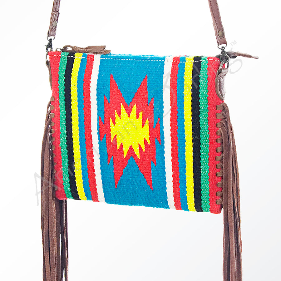 American Darling Handcrafted Western Cross body Bag with Saddle Blanket and Fringes - Uhorse