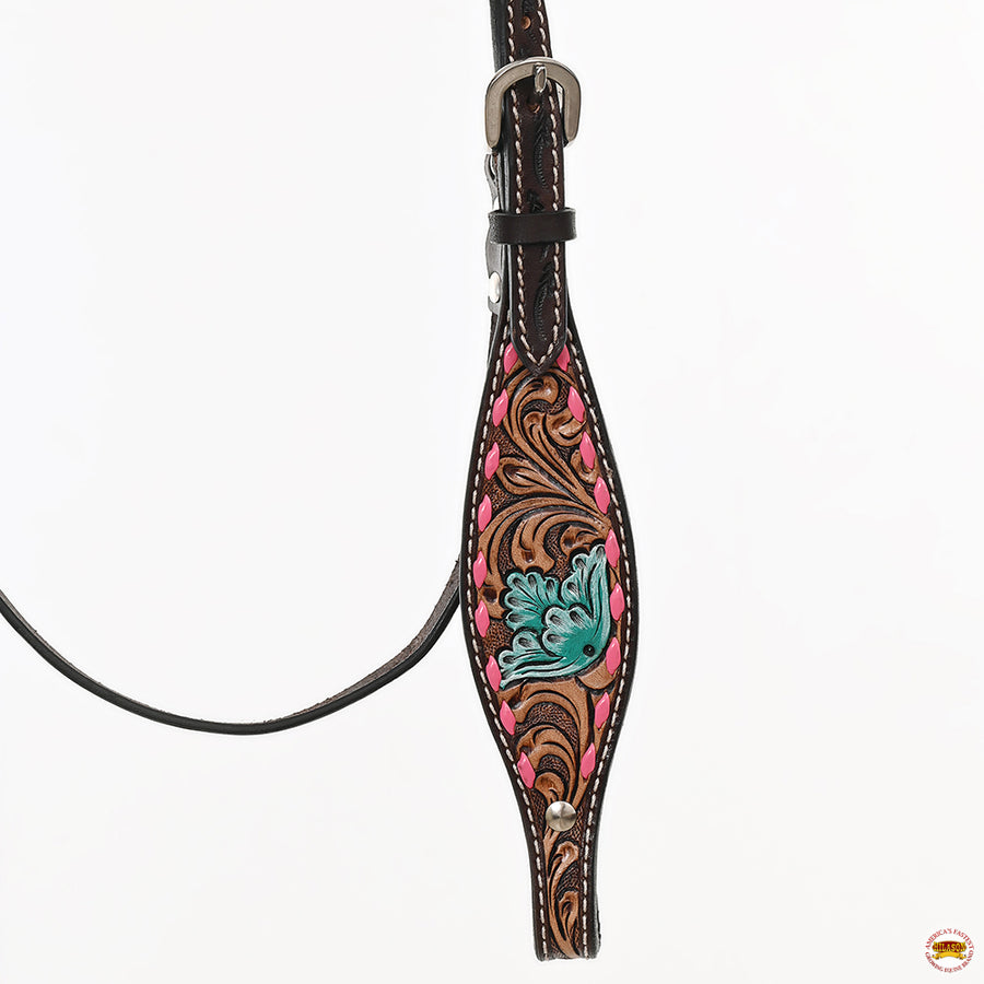 HILASON Western Horse Headstall Breast Collar American Leather Floral Carving | Tack for Horses