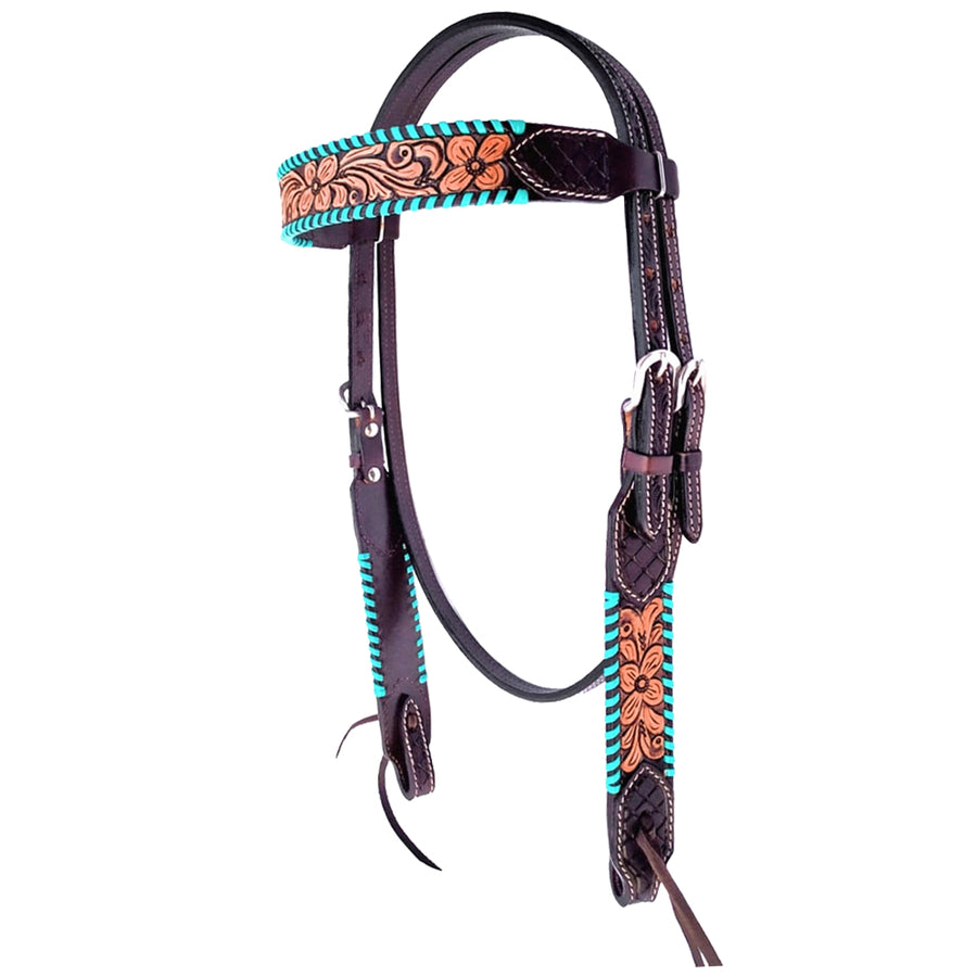 HILASON Western Horse Headstall American Leather Floral - Uhorse