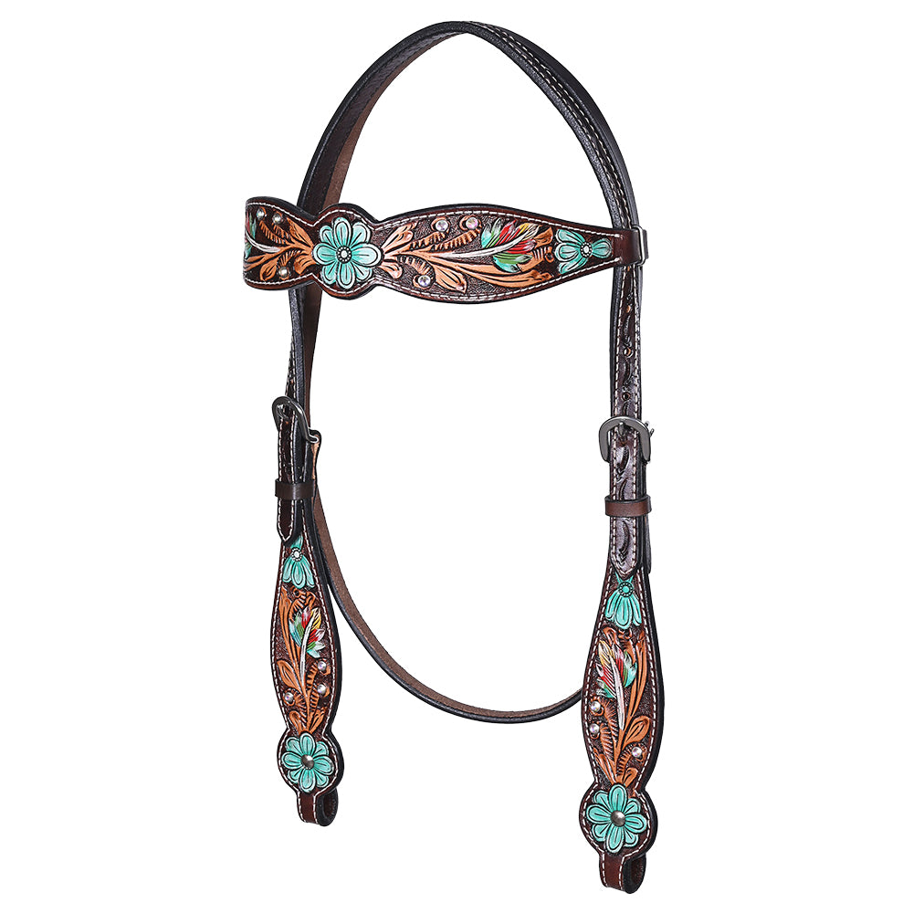 HILASON Western Horse Headstall Breast Collar Spur Strap American Leather Floral