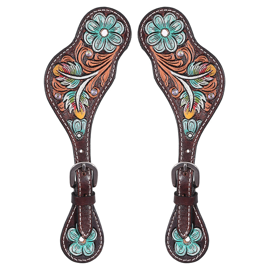HILASON Hand-Tooled Leather Spur Straps for Men & Women – Western Design, Adjustable Fit