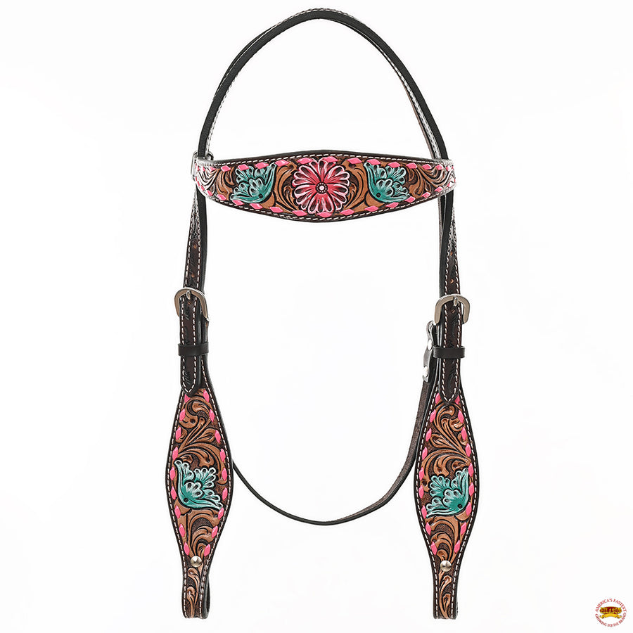 HILASON Western Horse Headstall & Breast Collar American Leather Hand Carving