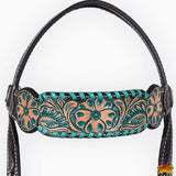 HILASON Floral Painted Beaded American Leather Horse Headstall Breast Collar