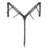 HILASON Floral Painted Beaded American Leather Horse Headstall Breast Collar