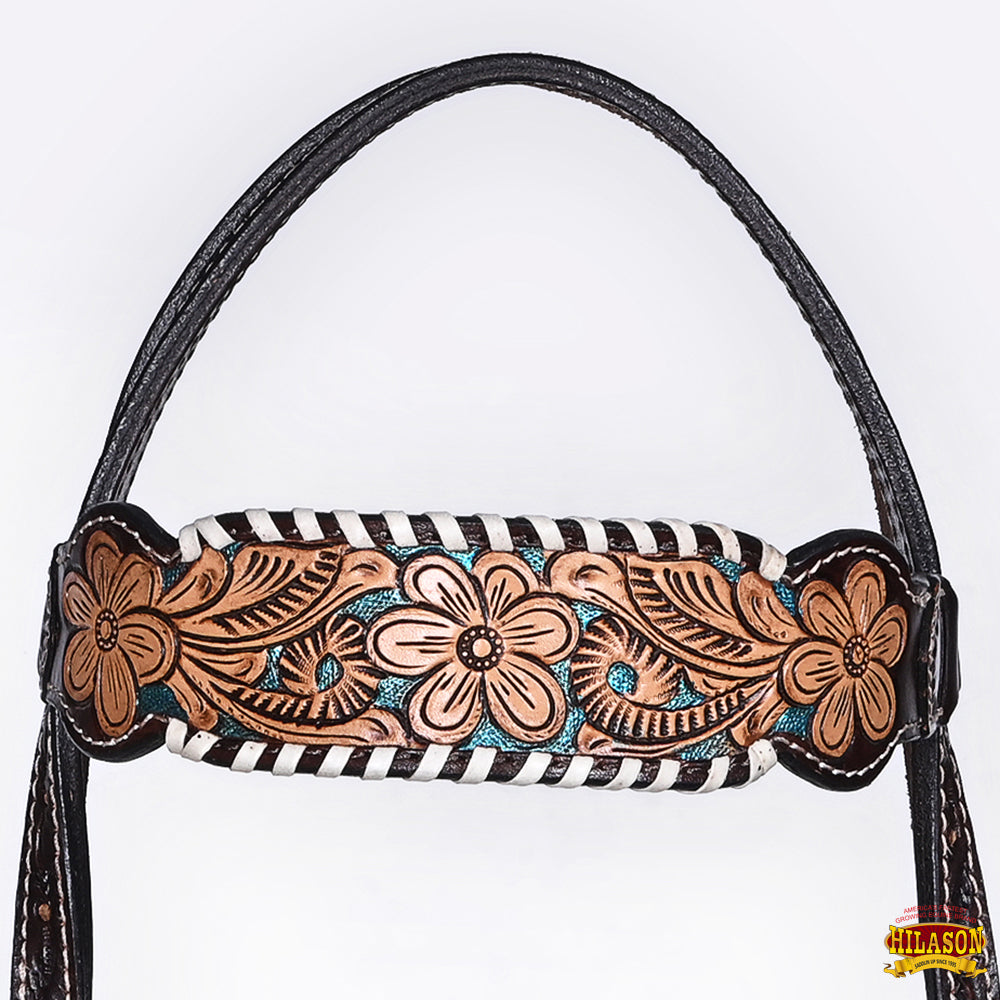 HILASON Western Horse Headstall & Breast Collar American Leather Floral