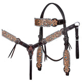 HILASON Western Horse Headstall & Breast Collar American Leather Floral