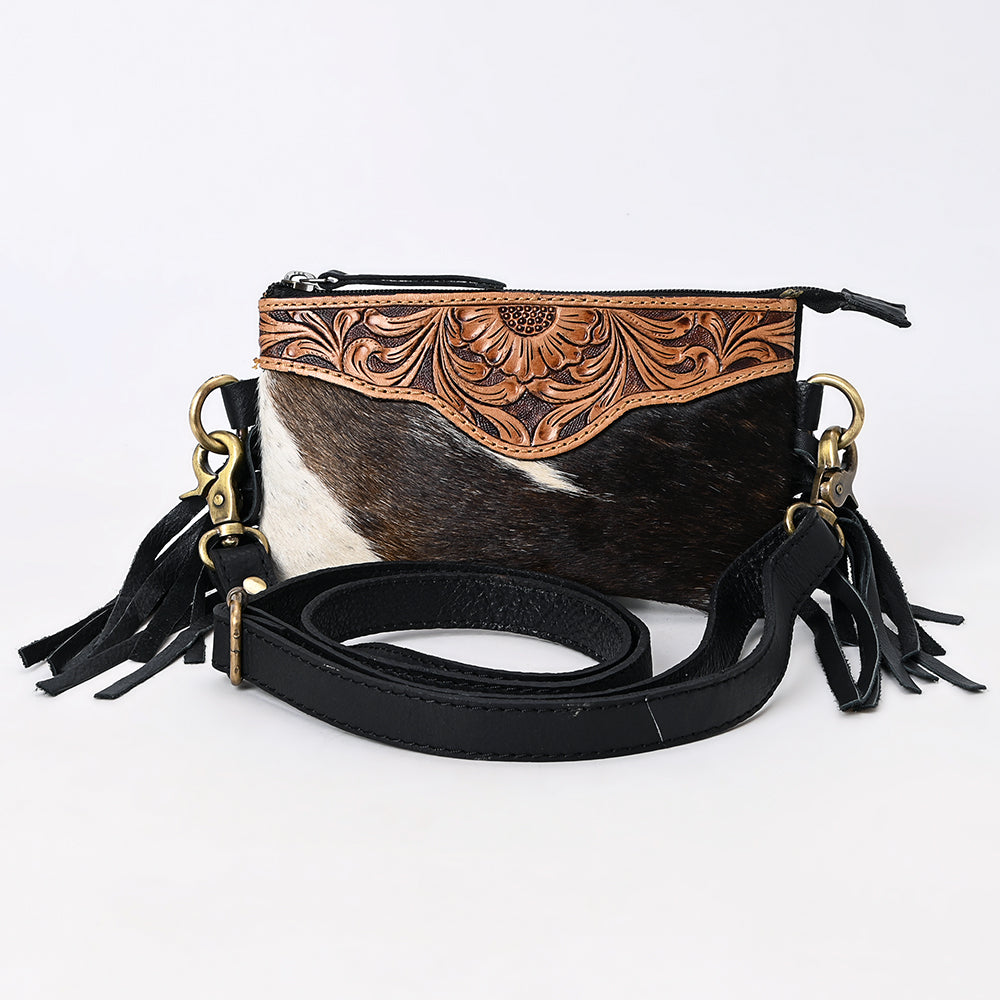 American Darling ADBG403BKW Small Crossbody Hand Tooled Hair-On Genuine Leather Women Bag Western Handbag Purse