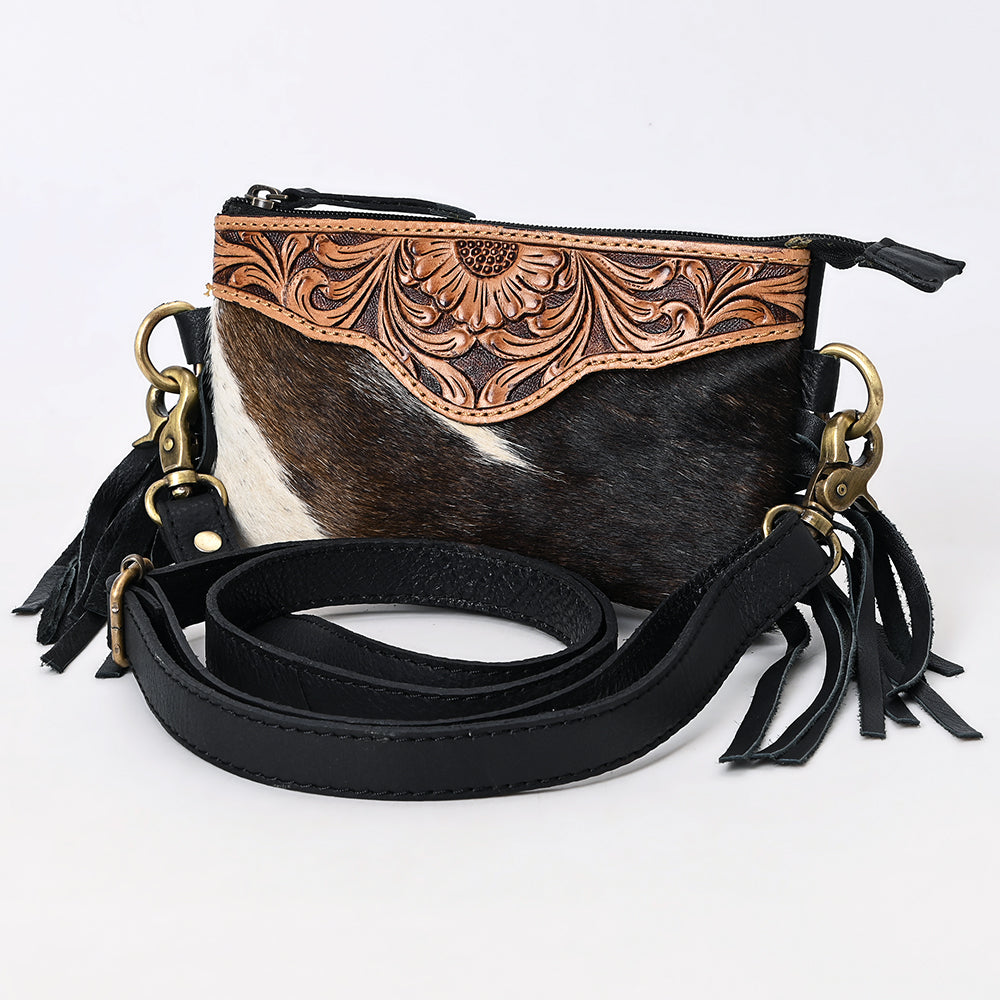 American Darling ADBG403BKW Small Crossbody Hand Tooled Hair-On Genuine Leather Women Bag Western Handbag Purse