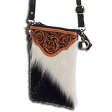 American Darling Hand Tooled Hair On Genuine Leather Women Bag Western Handbag Purse