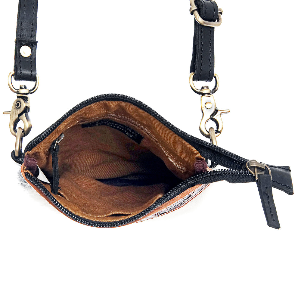 American Darling Hand Tooled Hair On Genuine Leather Women Bag Western Handbag Purse