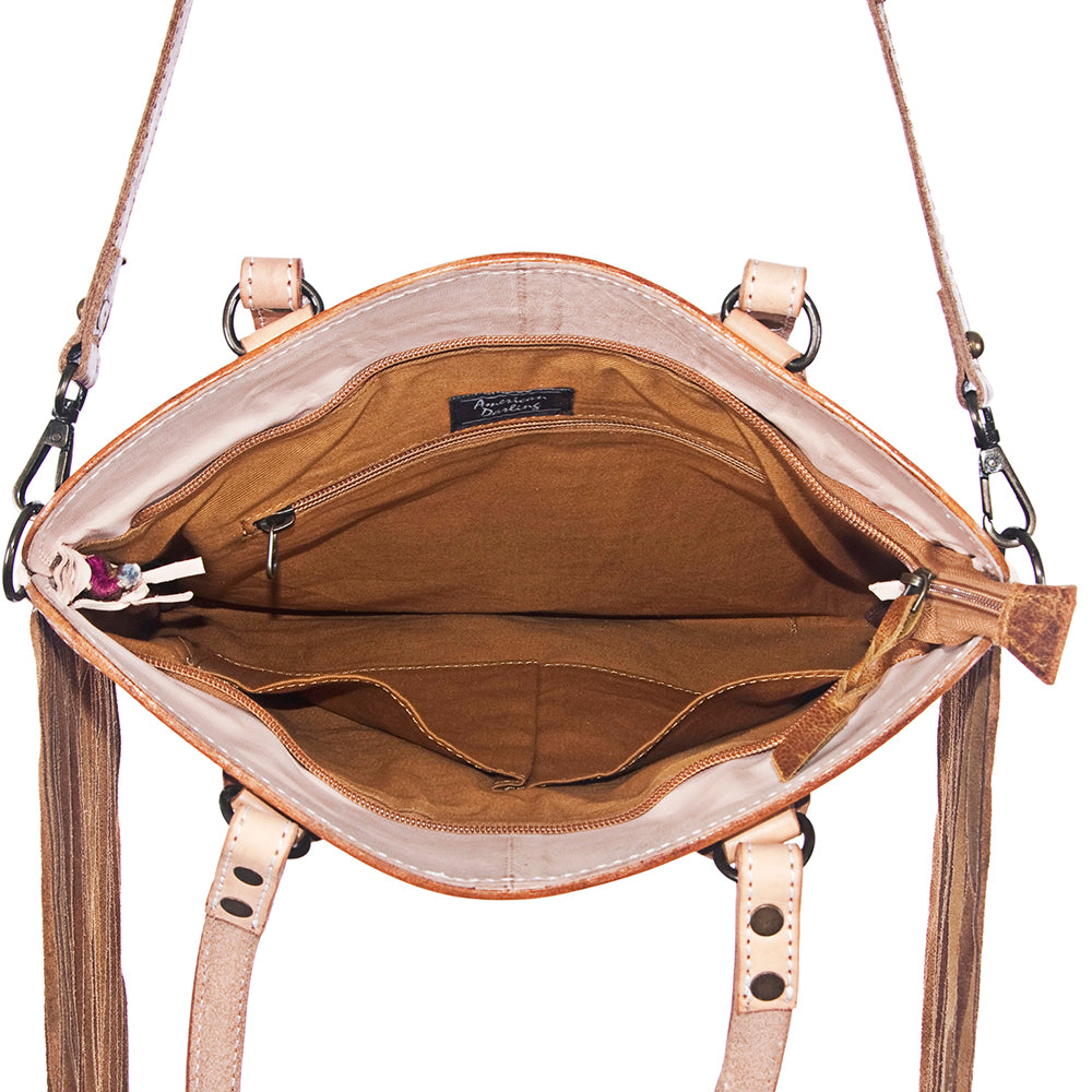 American Darling Cross Body Hand Tooled Hair on-Genuine Leather Western Women Bag Handbag Purse | Crossbody for Cute