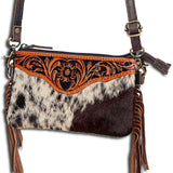 American Darling Small Crossbody Hand Tooled Hair On Genuine Leather Women Bag Western Handbag Purse