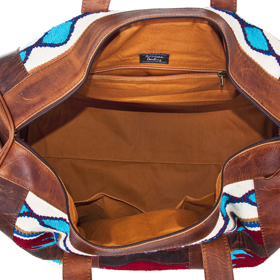 American Darling Duffel Bag, Hair-On Cowhide and Genuine Leather, Large Western Travel Tote, Vegetable-Tanned Full Grain Leather