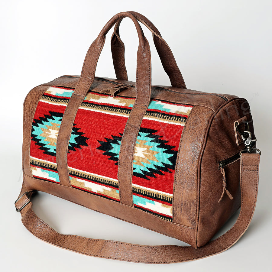 American Darling Duffel Bag, Hair-On Cowhide and Genuine Leather, Large Western Travel Tote, Vegetable-Tanned Full Grain Leather